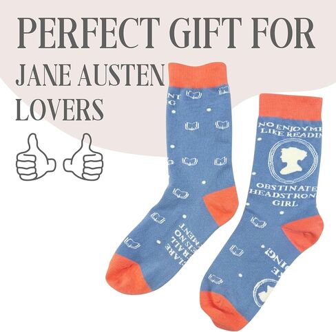 InnoBeta Jane Austen Gifts for Women/Girls, Unique Book Lover Gifts Socks for Birthday & Christmas, One Size Crew Socks in Kuwait