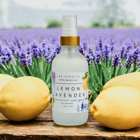 Lemon Lavender Room and Linen Spray Made In USA Clean Ingredients Essential Oils Long Lasting Scent AIr Freshener Glass Bottle Floral Garden Citrus Pet Friendly in Saudi Arabia