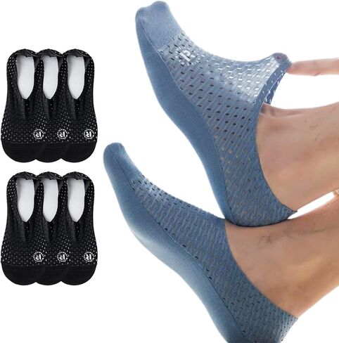 No Show Socks Men Loafers Ultra Thin Mesh Breathable Silicone Anti-Slip Invisible Low Cut Cotton Socks in Kuwait