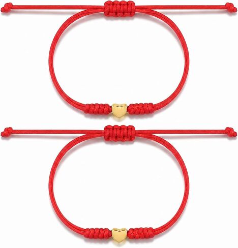 2 Pcs Mother Daughter Bracelets Red String Bracelet Love Bracelet for Protection Matching Heart Friendship Heart Bracelets for Couples Friends Sisters Christmas Valentine's Day Mother Day Gift in Kuwait