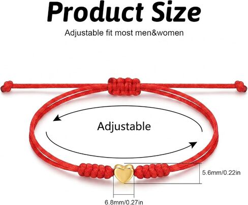 2 Pcs Mother Daughter Bracelets Red String Bracelet Love Bracelet for Protection Matching Heart Friendship Heart Bracelets for Couples Friends Sisters Christmas Valentine's Day Mother Day Gift in Kuwait