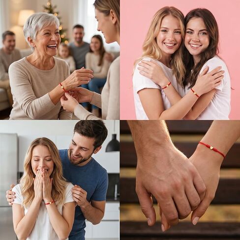 2 Pcs Mother Daughter Bracelets Red String Bracelet Love Bracelet for Protection Matching Heart Friendship Heart Bracelets for Couples Friends Sisters Christmas Valentine's Day Mother Day Gift in Kuwait