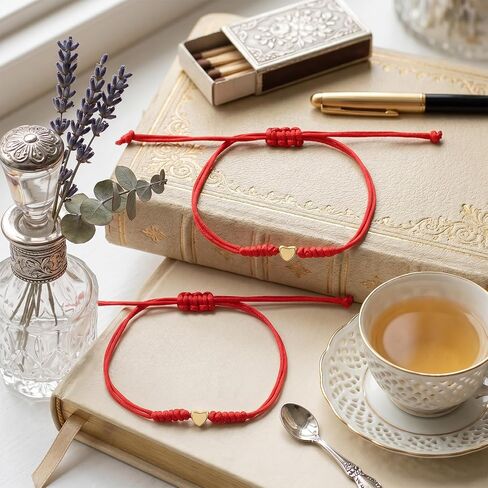 2 Pcs Mother Daughter Bracelets Red String Bracelet Love Bracelet for Protection Matching Heart Friendship Heart Bracelets for Couples Friends Sisters Christmas Valentine's Day Mother Day Gift in Kuwait
