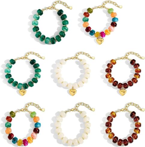 Jewelry, Colorful Beaded Bracelets, Resin-bracelet, Beaded Bracelets for Women, Vibrant Color Resin Beads-bracelet Elastic in Kuwait