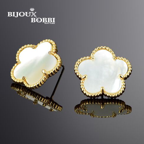 BIJOUX BOBBI [Gift Packaging Mother of Pearl Fashion Collection Jewelries (A3542EGM GOLD 18MM MOP) in Saudi Arabia