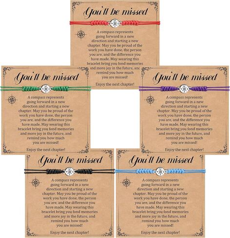 5PCS You Will Be Missed Bracelet Bulk, Farewell Gifts Coworkers, Compass Bracelet Coworker Leaving New Job Retirement Goodbye Going Away Gifts for Women Friend Colleague Teacher in Saudi Arabia
