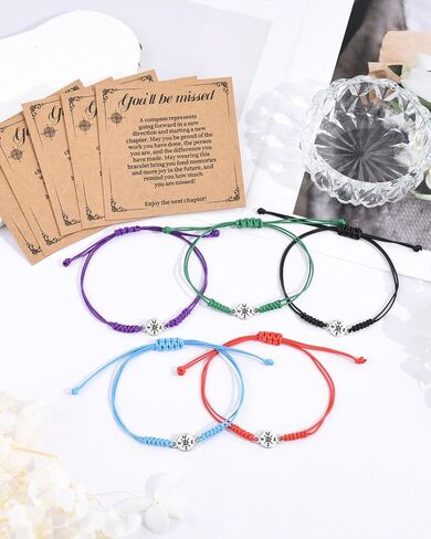 5PCS You Will Be Missed Bracelet Bulk, Farewell Gifts Coworkers, Compass Bracelet Coworker Leaving New Job Retirement Goodbye Going Away Gifts for Women Friend Colleague Teacher in Saudi Arabia