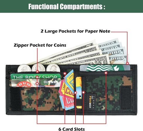 Rough Enough Boys Wallet for Teen Kids Slim Thin Bifold with Coin Zipper Pocket Green Camo in Kuwait