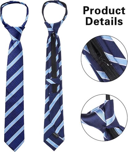 Boys Tie Kids Tie Pre-Tied Stripe Neckties for School Uniforms Graduation Wedding Cosplay, Blue Black in Saudi Arabia