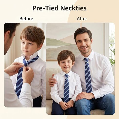 Boys Tie Kids Tie Pre-Tied Stripe Neckties for School Uniforms Graduation Wedding Cosplay, Blue Black in Saudi Arabia