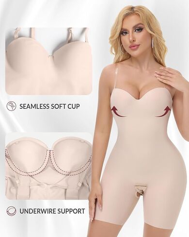 SHAPESHE Strapless Shapewear Bodysuit for Women Compression Tummy Control Seamless Full Body Shaper Underwired Corset in Saudi Arabia