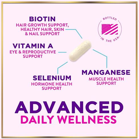 Multivitamin for Women - 3X Strength Daily Women Multivitamin, Vitamins A, D, C, E, Biotin, Folic Acid, Calcium, & Iron, Complete Multi Vitamin for Beautiful Hair & Skin, Bottled in USA, 60 Capsules in Saudi Arabia