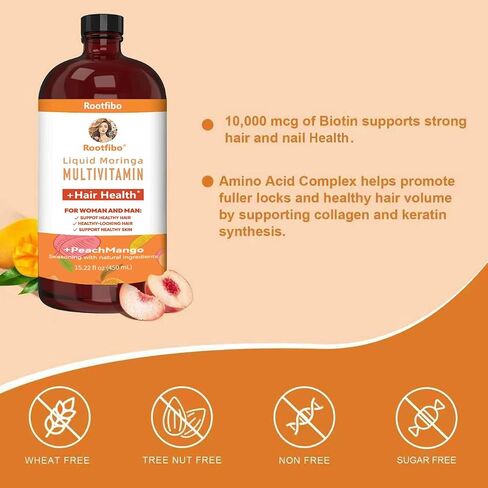 Maaryruth Multivitamins Hair Growth | Biotin 10000mcg | Hair & Skin Support Supplement | Hair & Skin Support | Suitable for Women & Men, Ages 18+ | 15.22 Fl Oz in Kuwait