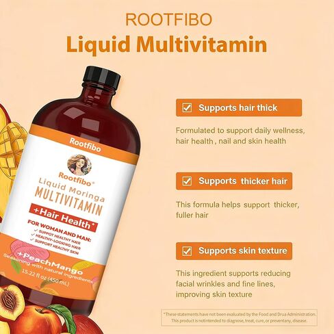 Maaryruth Multivitamins Hair Growth | Biotin 10000mcg | Hair & Skin Support Supplement | Hair & Skin Support | Suitable for Women & Men, Ages 18+ | 15.22 Fl Oz in Kuwait