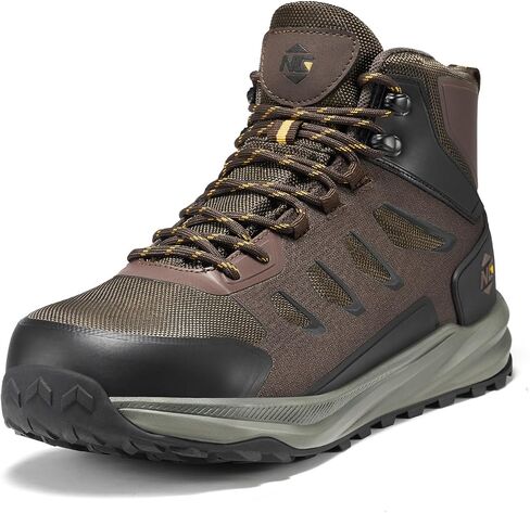 NINGO Steel Toe Work Boots for Men, Waterproof Slip Resistant Work Boots for Men, Wide Toe Comfortable Mens Safety Work Shoes with Zero Drop, Oil Resistant for Construction, Industrial, Warehouse in Saudi Arabia