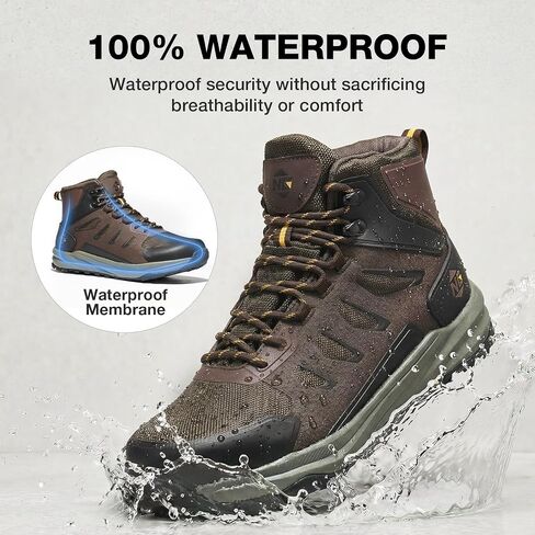NINGO Steel Toe Work Boots for Men, Waterproof Slip Resistant Work Boots for Men, Wide Toe Comfortable Mens Safety Work Shoes with Zero Drop, Oil Resistant for Construction, Industrial, Warehouse in Saudi Arabia