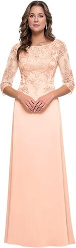 Mother of The Bride Dresses Lace Appliques 3/4 Sleeve Chiffon Mermaid Scoop Neck Mother of The Groom Dresses for Women in Saudi Arabia