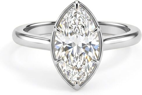 AVECON 3.5CT Marquise Engagement Ring for Women, 5A Cubic Zirconia Promise Wedding Band with Bezel & 6 Prongs, 14K Gold/White Gold Plated Simulated Diamond Travel Rings Gift for Her, Size 5-10 in Kuwait