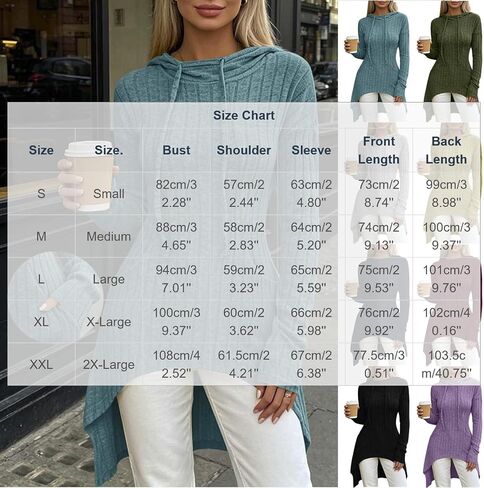 ABABC Hoodies for Women Long Sleeve Ribbed Knit Pullover Sweatshirts with Pockets in Kuwait