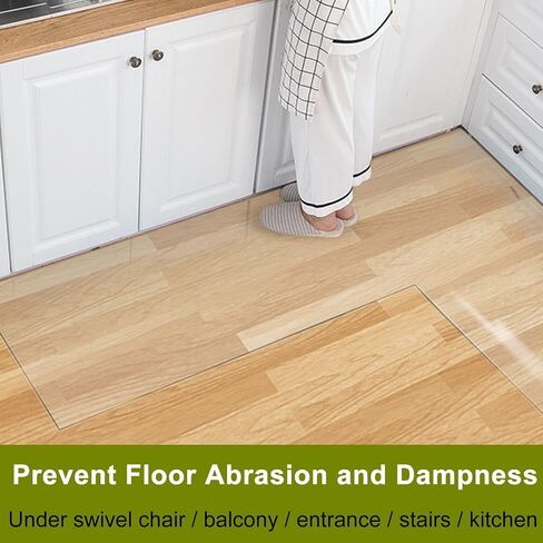 Heavy Duty Non-Skid Waterproof Transparent Carpet Pad for Hard Wood Floors/Doormat,Clear Frosted Rugs Runners Mat Cuttable, 1.5mm Thick Vinyl Plastic, 3 6 9 12 15 18 20 Foot Long(1.2X3.5m/4X11.5ft) in Kuwait