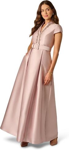 Adrianna Papell Mikado Belt Gown in Kuwait