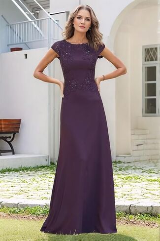 Floral Lace Appliques Mother of The Bride Dresses for Wedding Chiffon Mermaid Beaded Cap Sleeves Formal Evening Prom Gown in Kuwait