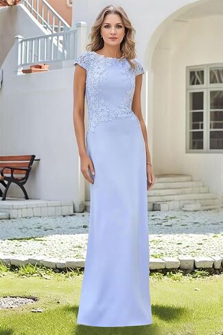 Floral Lace Appliques Mother of The Bride Dresses for Wedding Chiffon Mermaid Beaded Cap Sleeves Formal Evening Prom Gown in Kuwait
