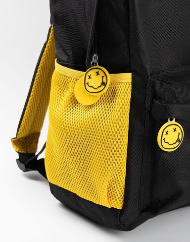 Nirvana Unisex Black Logo Backpack | Durable Fabric with Front Pocket & Side Mesh Pockets Bag Music Band Merch in Saudi Arabia