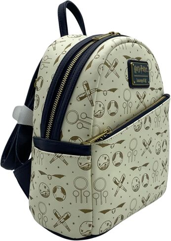 Loungefly Harry Potter Quidditch All Over Print Mini Backpack - Golden Snitch, Broomstick & Quaffle Pattern, Faux Leather Bag with Adjustable Straps in Kuwait