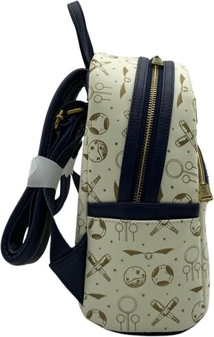 Loungefly Harry Potter Quidditch All Over Print Mini Backpack - Golden Snitch, Broomstick & Quaffle Pattern, Faux Leather Bag with Adjustable Straps in Kuwait