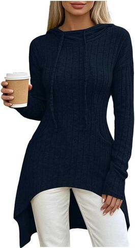 ABABC Hoodies for Women Long Sleeve Ribbed Knit Pullover Sweatshirts with Pockets in Kuwait