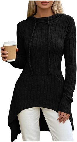 ABABC Hoodies for Women Long Sleeve Ribbed Knit Pullover Sweatshirts with Pockets in Kuwait