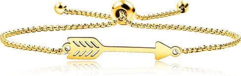 Arrow Bracelet Adjustable Chain Dainty Gold Arrow Jewelry Stainless Steel Modern Minimalist Everyday Bracelet for Women Men YA4532 in Saudi Arabia