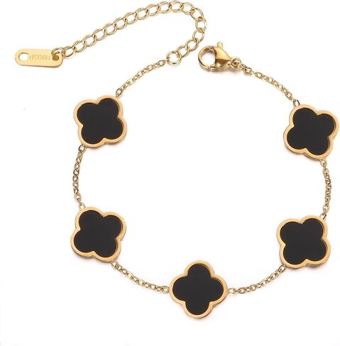 Four Leaf Clover Bracelet for Women 18K Gold Plated Clover Lucky Gold Link Bracelet Jewelry Gift for Mother's Day Women's Day in Kuwait