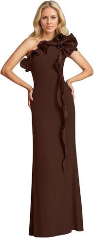 RYANTH One Shoulder Mother of The Bride Dresses Ruffles Mermaid Prom Dresses Long Chiffon Formal Evening Gowns in Saudi Arabia