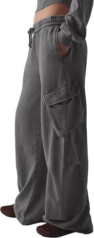Women's Baggy Cargo Sweatpants High Waisted Wide Leg Joggers Lounge Streetwear Pants with Pockets in Saudi Arabia