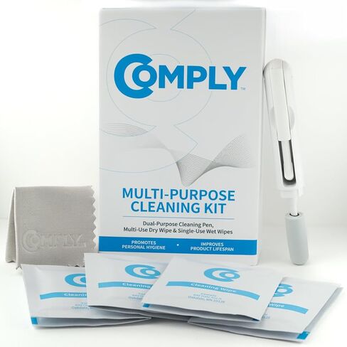 Comply Multi-Purpose Earbud Cleaning Kit | Includes Dual-Purpose Pen, Wet Wipes & Microfiber Cloth | Safely Cleans Ear Tips, Earbuds & Charging Case in Kuwait