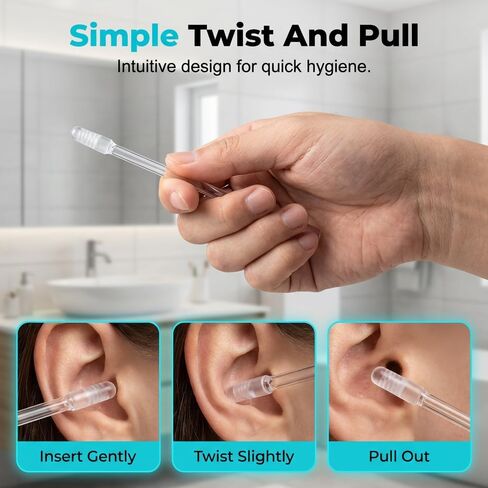 Sticky Ear Cleaning Stick for Adults, 2026 New Reusable Sticky Ear Cleaner Picks, Removal Adhesive Swabs Gentle Soft Ear Scoop Remover Tool with Dust Cover Packaging (24pcs, Small) in Kuwait