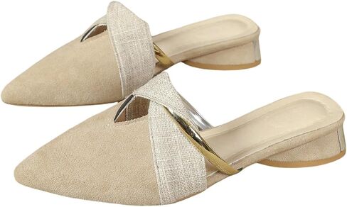 GORGLITTER Women's Faux Suede Mule Heels Sandals Wedge Shoes Pointed Closed Toe Chunky Block Dressy Slide Shoes in Kuwait