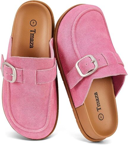100% Genuine Suede Clogs for Women Footbed Arch Support Sandals Slip on Cushion Slides in Kuwait