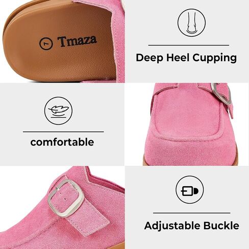 100% Genuine Suede Clogs for Women Footbed Arch Support Sandals Slip on Cushion Slides in Kuwait