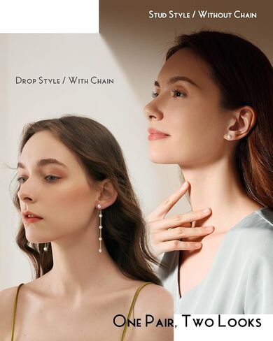 Long Pearl Earrings for Women, Gold Chain Drop Earrings Dangling with Pearl Accents, Elegant Bridal Jewelry for Wedding and Engagement in Saudi Arabia