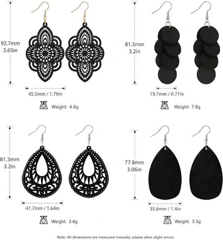 Boho Wood Dangle Earrings for Women, Lightweight Laser Cut Hollow Geometric Drop Earrings, Natural Wooden Statement Earrings for Daily Wear, Vacation & Gift in Kuwait