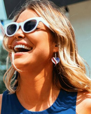 4th of July Earrings for Women – Patriotic Red White and Blue American Flag Statement Dangle Earrings for Memorial Day Independence Day Parade Party BBQ in Kuwait