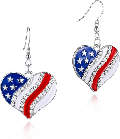 4th of July Earrings for Women – Patriotic Red White and Blue American Flag Statement Dangle Earrings for Memorial Day Independence Day Parade Party BBQ in Kuwait