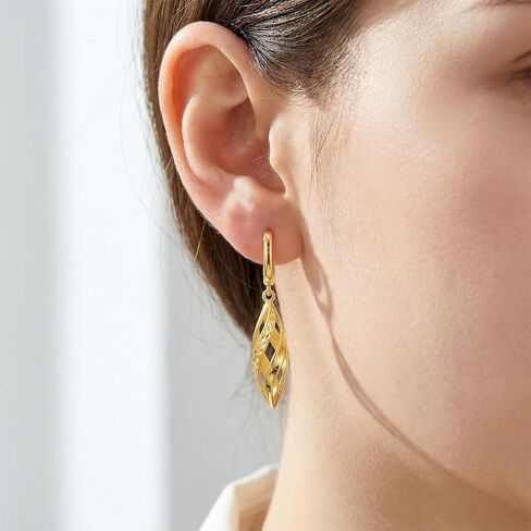 Dangle Earring for Women Gold Hoop Earrings 14K Gold Dangle Earrings for Women Twisted Hollow Silhouette Gold Drop Hoops Earring for Womens Dangling in Kuwait