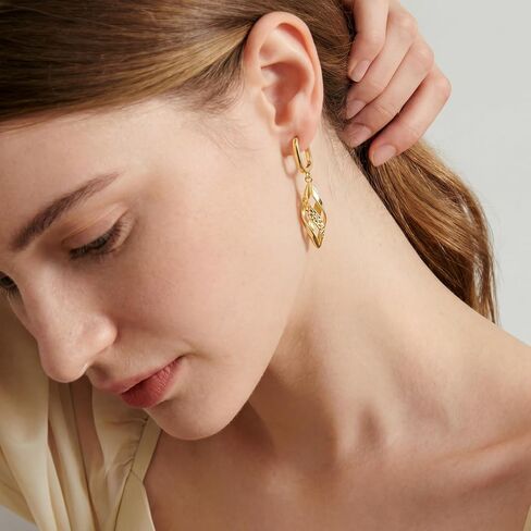 Dangle Earring for Women Gold Hoop Earrings 14K Gold Dangle Earrings for Women Twisted Hollow Silhouette Gold Drop Hoops Earring for Womens Dangling in Kuwait