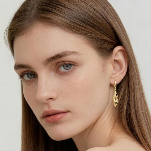 Dangle Earring for Women Gold Hoop Earrings 14K Gold Dangle Earrings for Women Twisted Hollow Silhouette Gold Drop Hoops Earring for Womens Dangling in Kuwait