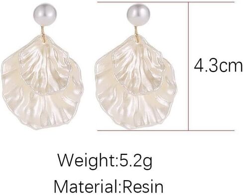 Pearl Seashell Earrings for Women Lightweight White shell Dangle Drop Earrings Elegant Wedding Statement Summer Beach Vacation Jewelry Gifts in Kuwait