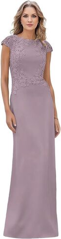 Floral Lace Appliques Mother of The Bride Dresses for Wedding Chiffon Mermaid Beaded Cap Sleeves Formal Evening Prom Gown in Kuwait